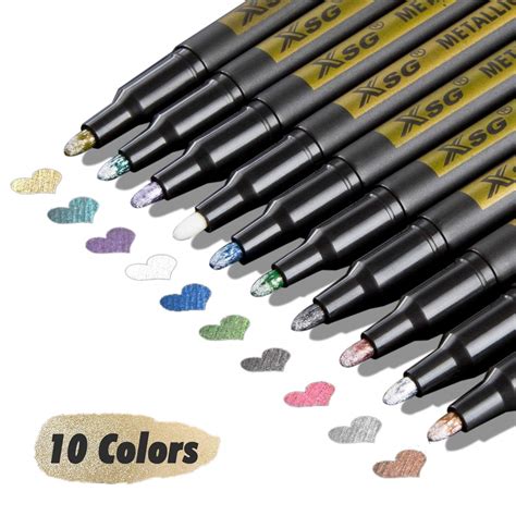 metallic box pen colors|XSG Metallic Marker Pens,Fine Point Metallic Pen for Black .